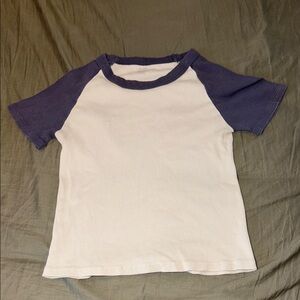 Brandy Melville White and Blue Short Sleeve Tee